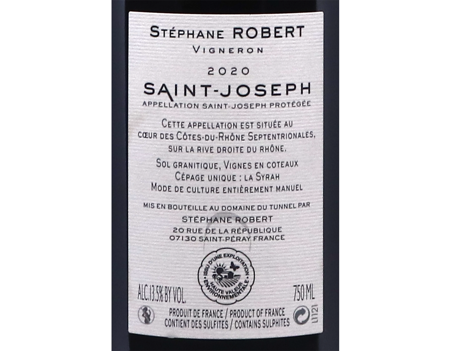 Saint Joseph Rouge Domaine du Tunnel 2020