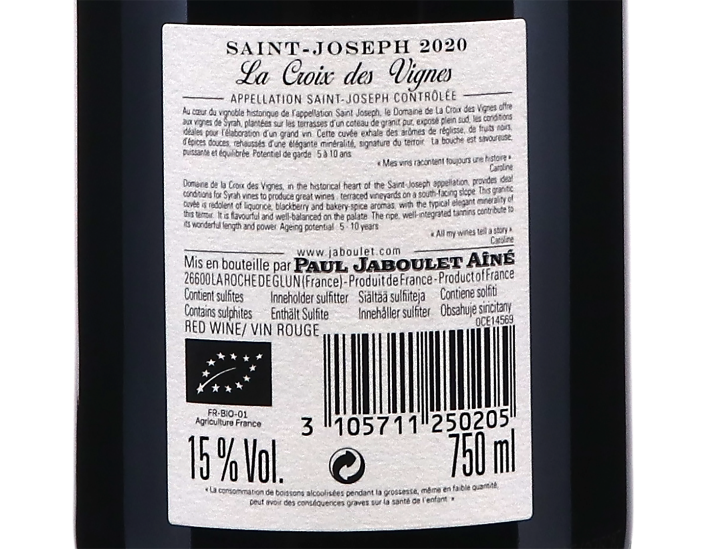 Saint Joseph La Croix des Vignes Paul Jaboulet Aine 2020 Red