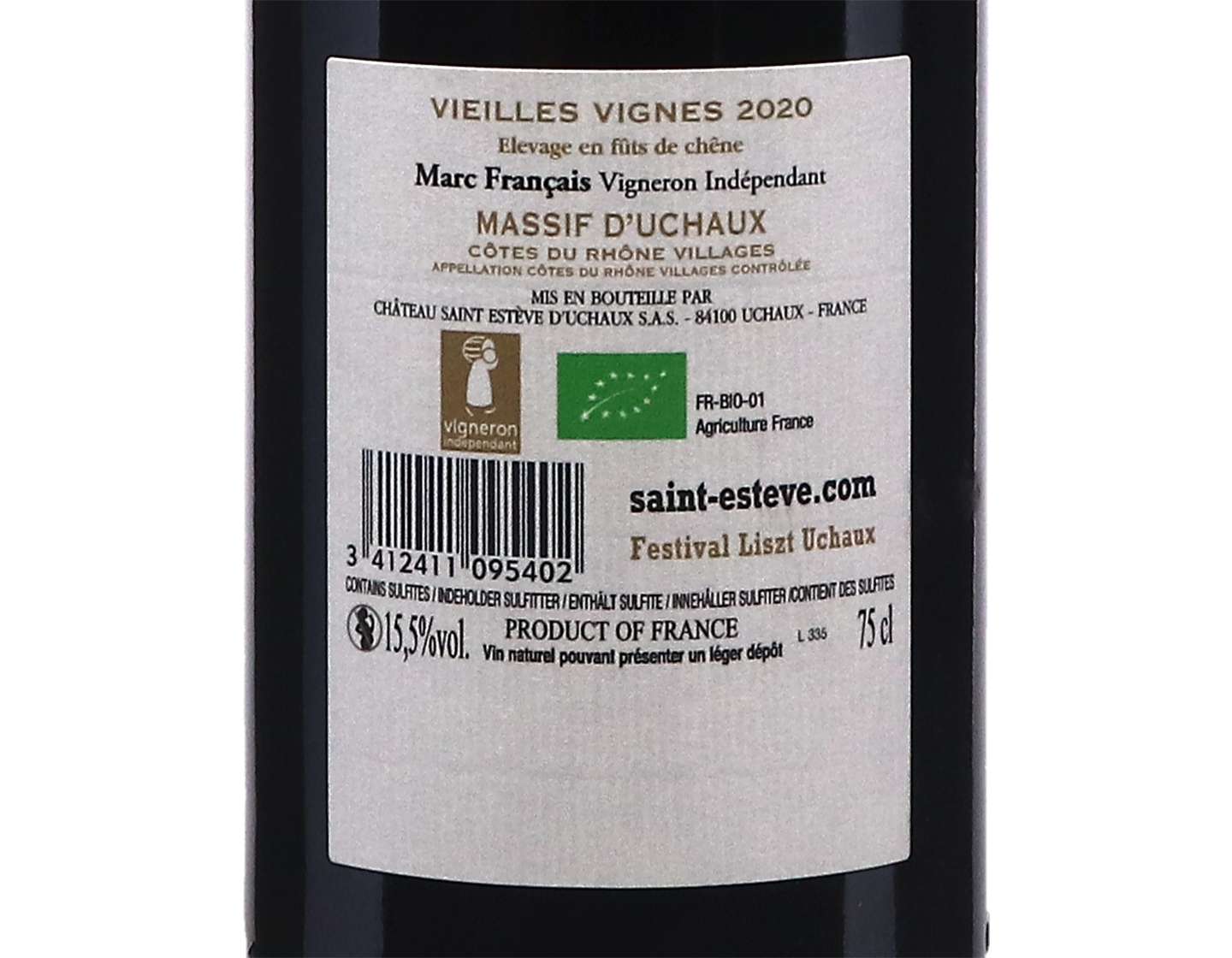 Massif d Uchaux Vieilles Vignes Chateau Saint Esteve ORGANIC 2020
