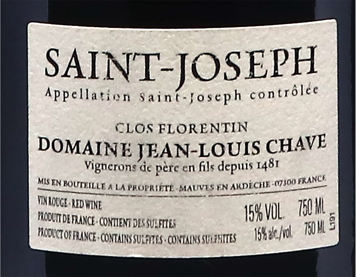Saint Joseph Rouge Clos Florentin Domaine Chave 2019 - 3 bottles per member
