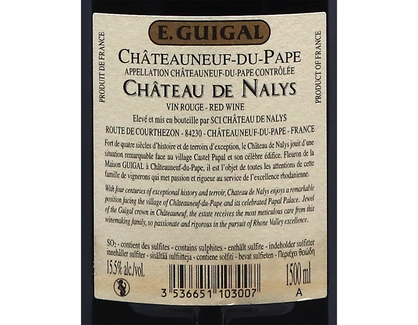 Magnum of Chateauneuf du Pape Chateau de Nalys Guigal 2019