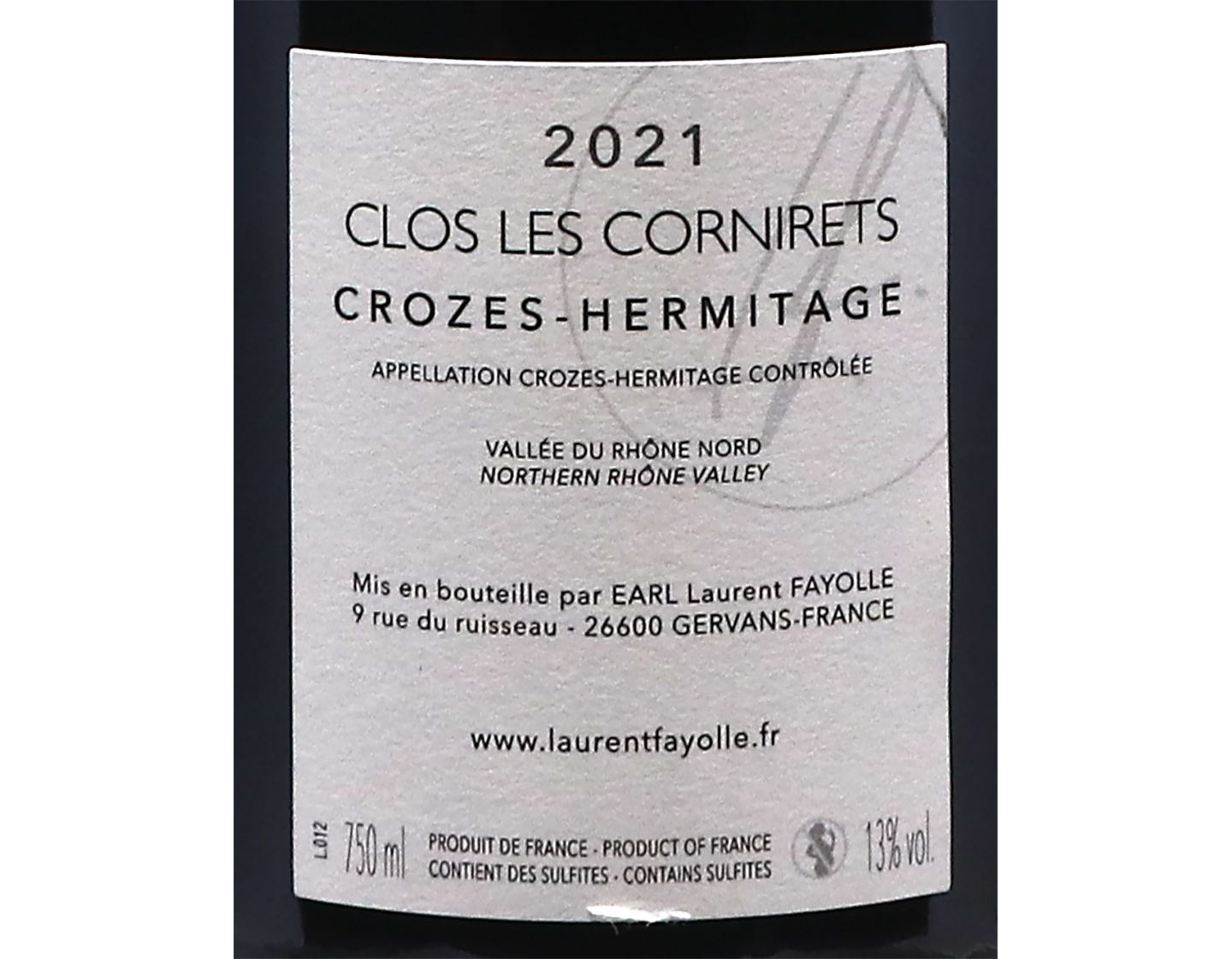 Crozes Hermitage Cornirets Domaine Fayolle 2021