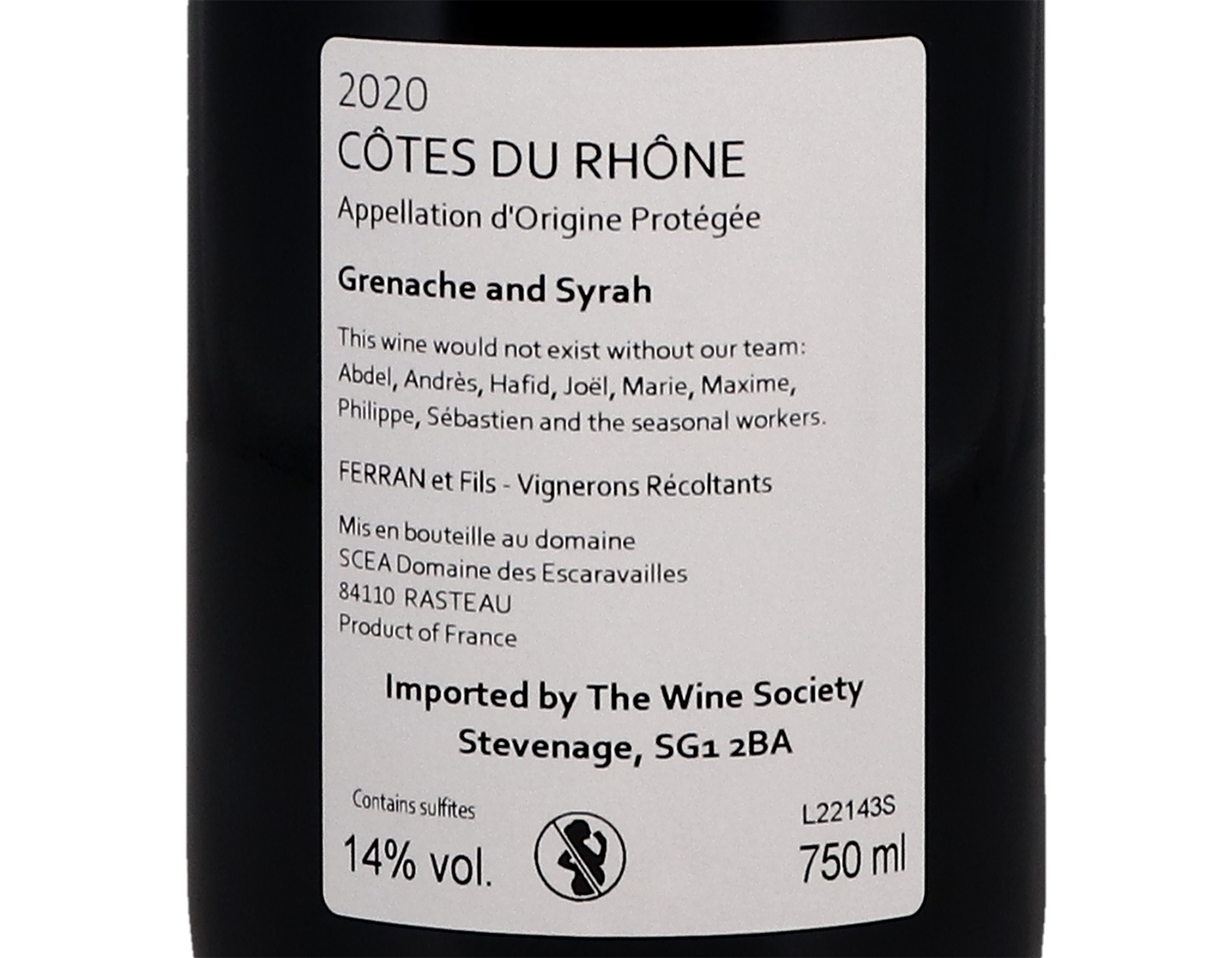 Cotes du Rhone Sablieres Domaines des Escaravailles 2020