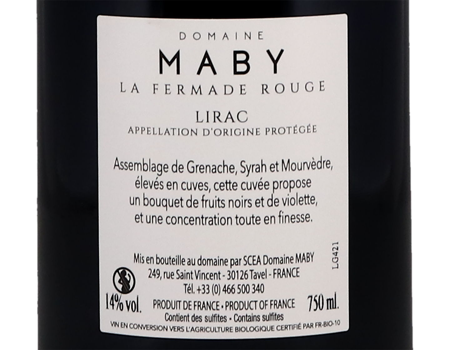 Lirac Rouge La Fermade Domaine Maby 2021