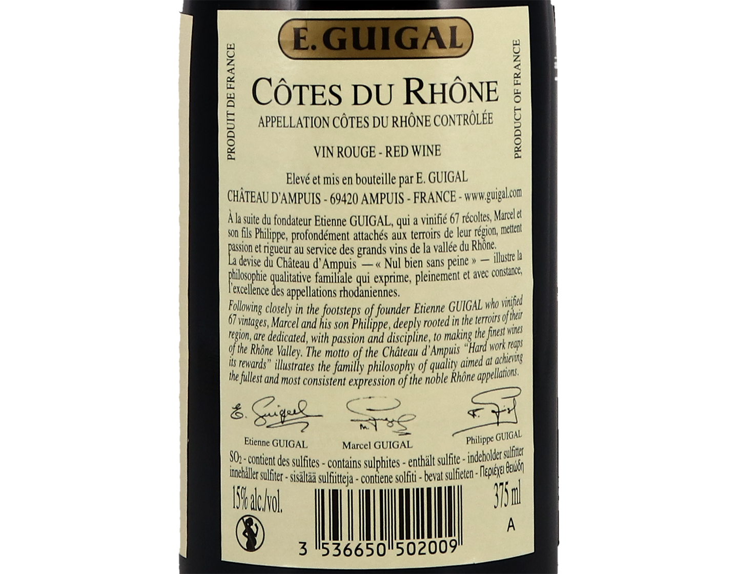 Half bottle of Cotes du Rhone Rouge Guigal 2020