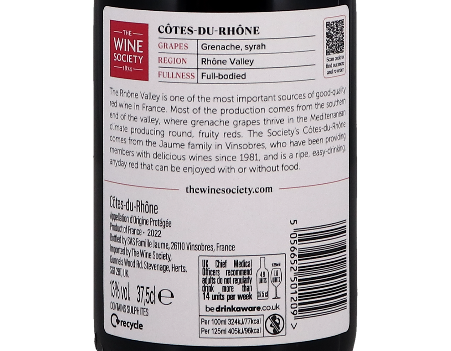 Half bottle of The Society's Cotes du Rhone 2022