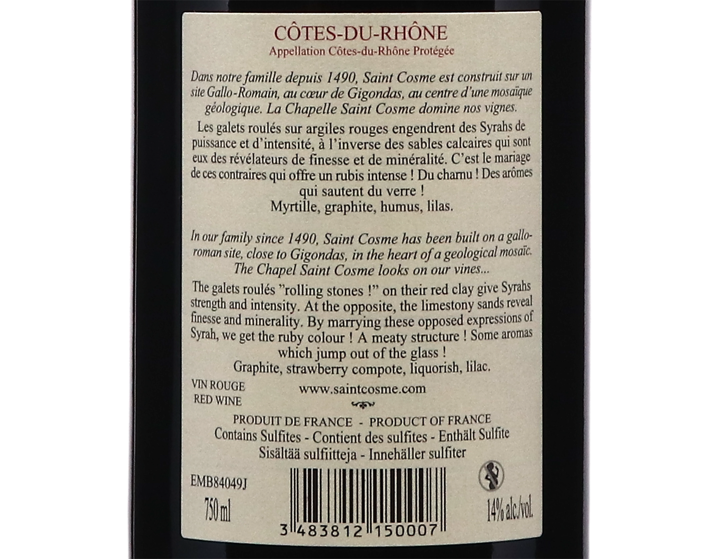 Cotes du Rhone Saint Cosme 2022