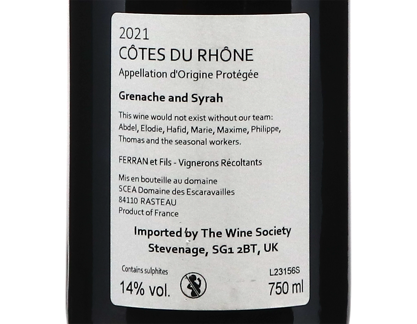 Cotes du Rhone Sablieres Domaines des Escaravailles 2021