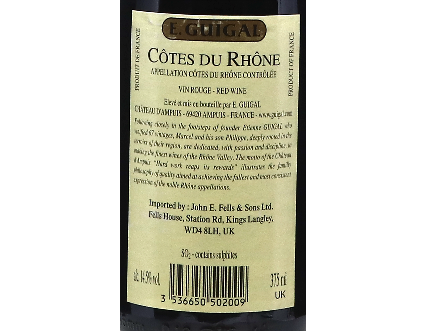 Half bottle of Cotes du Rhone Rouge Guigal 2021