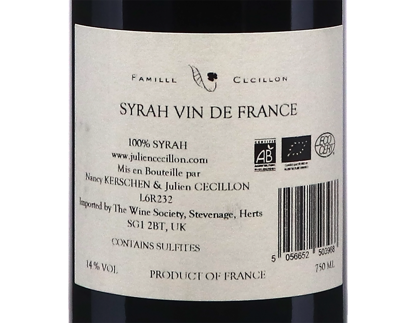 Syrah Les Graviers Vin de France Domaine Julien Cecillon 2023