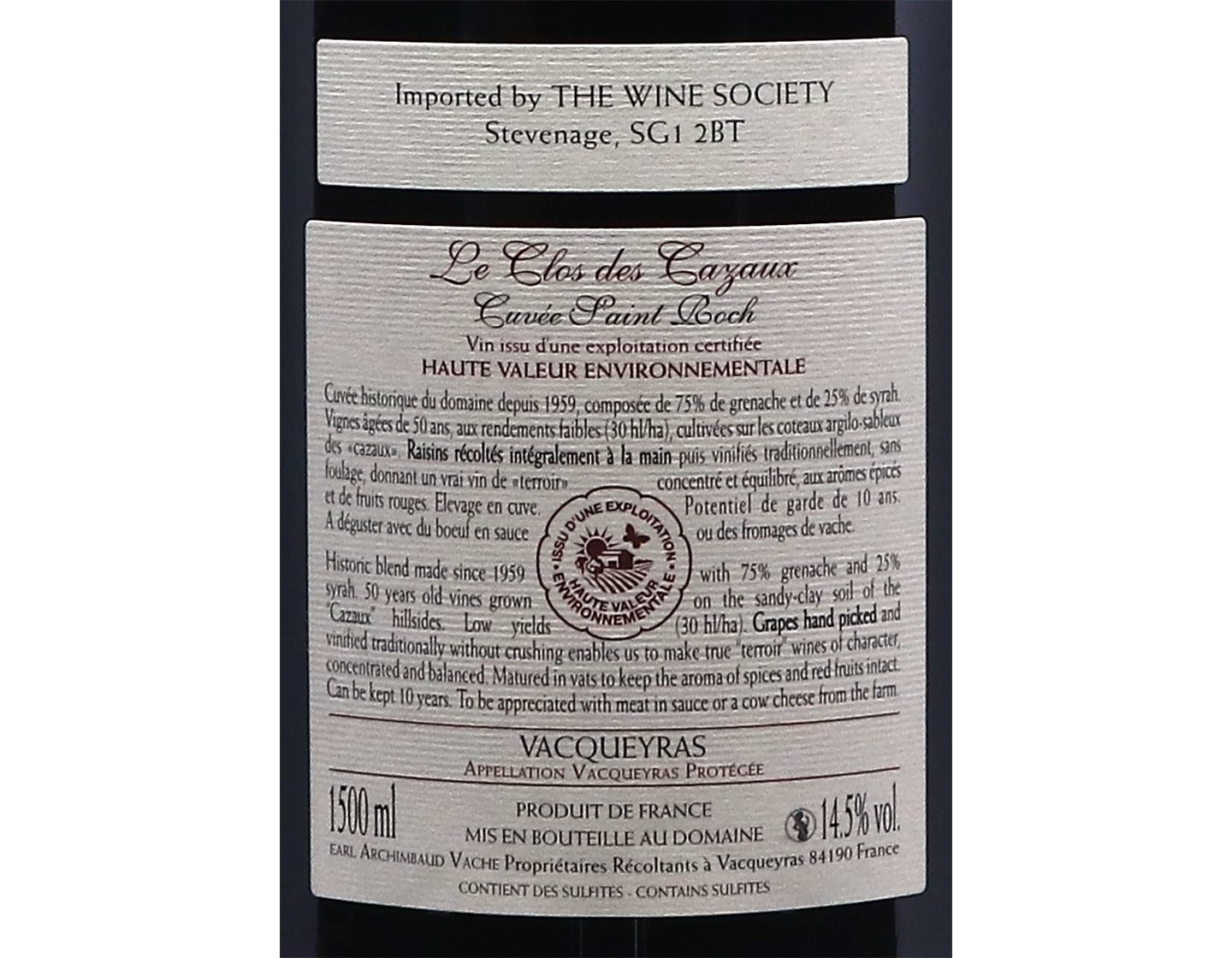 Magnum of Vacqueyras Cuvée Saint Roch, Clos des Cazaux 2023