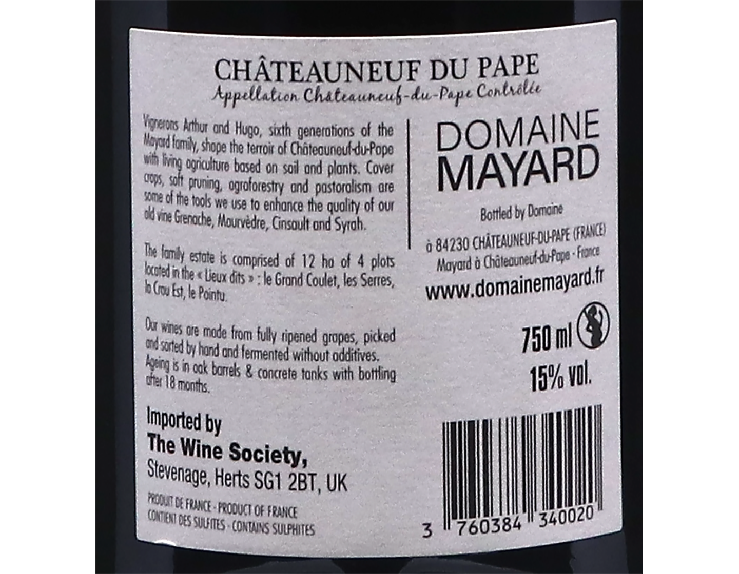 Chateauneuf du Pape Domaine Mayard 2023 ORGANIC