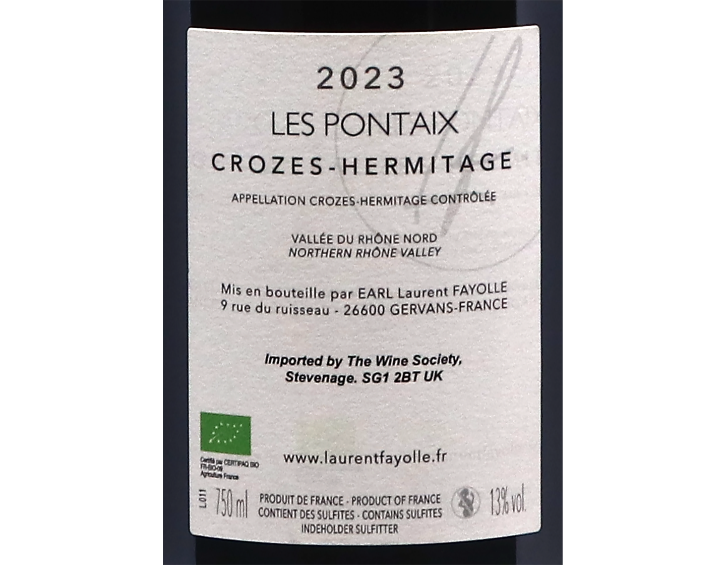 Crozes Hermitage Pontaix Domaine Fayolle 2023