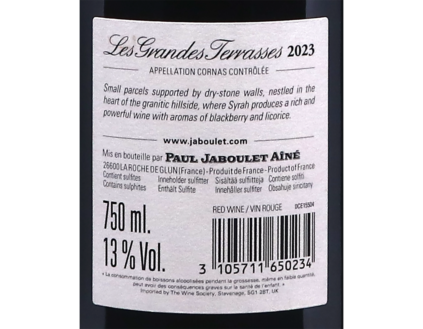 Cornas Les Grandes Terrasses Paul Jaboulet Aine 2023 ORGANIC