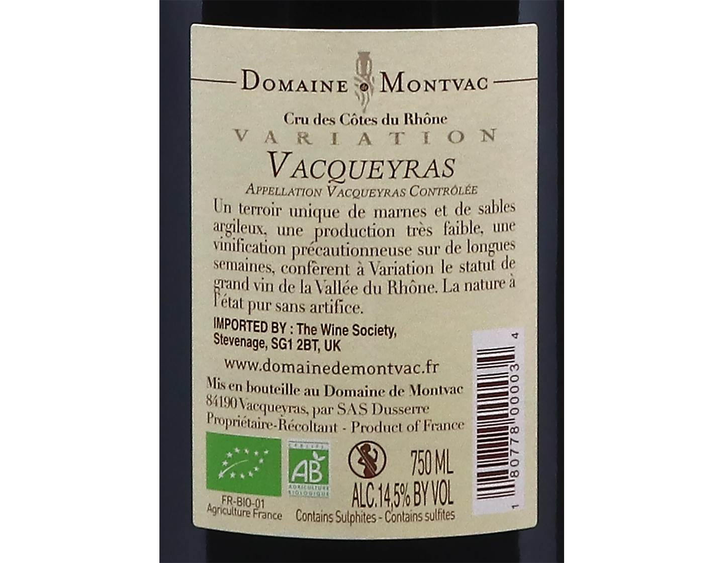 Vacqueyras Variation Domaine de Montvac 2022