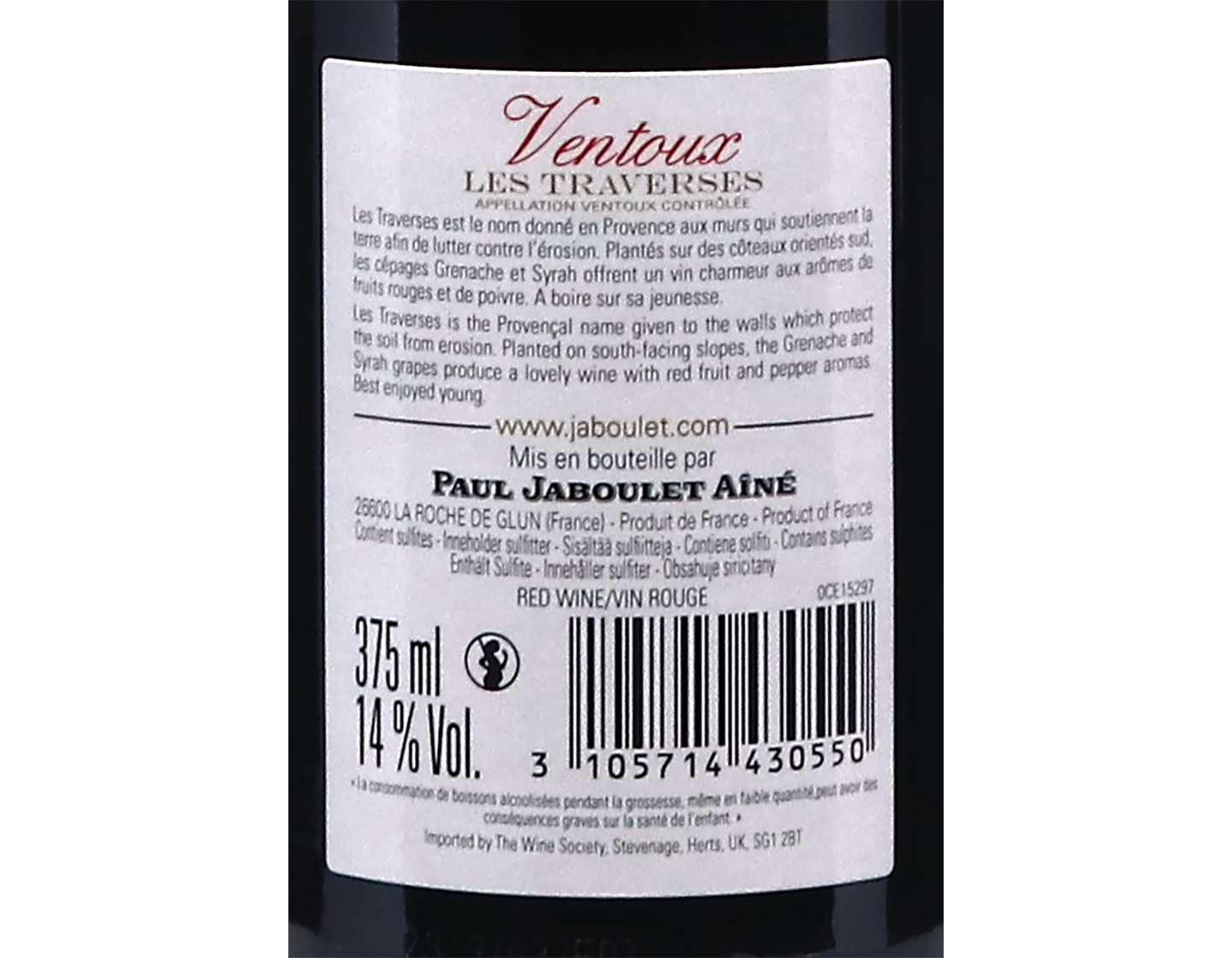 Half bottle of Ventoux Les Traverses, Paul Jaboulet Aîné 2023