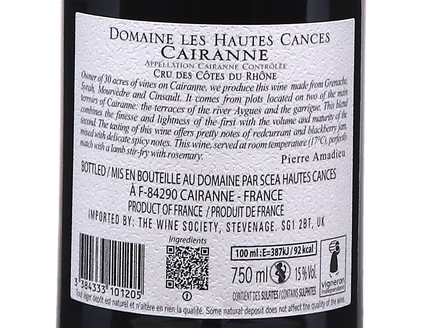 Cairanne, Domaine des Hautes Cances, Amadieu 2022