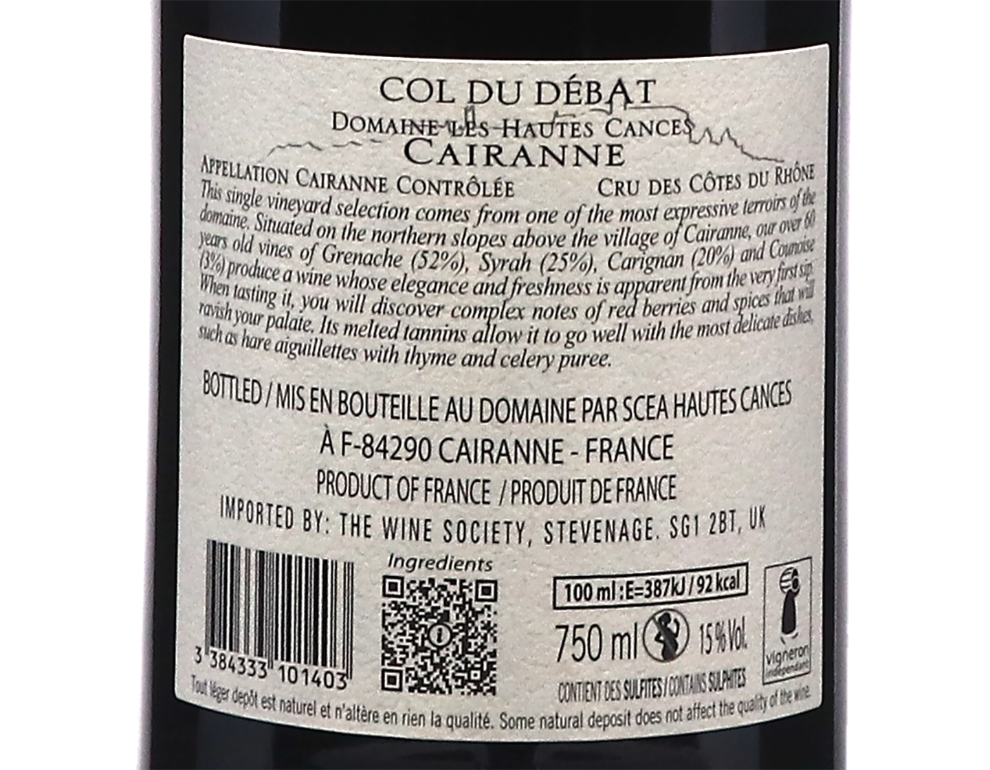 Cairanne, Domaine des Hautes Cances, Le Col du Débat, Amadieu 2020