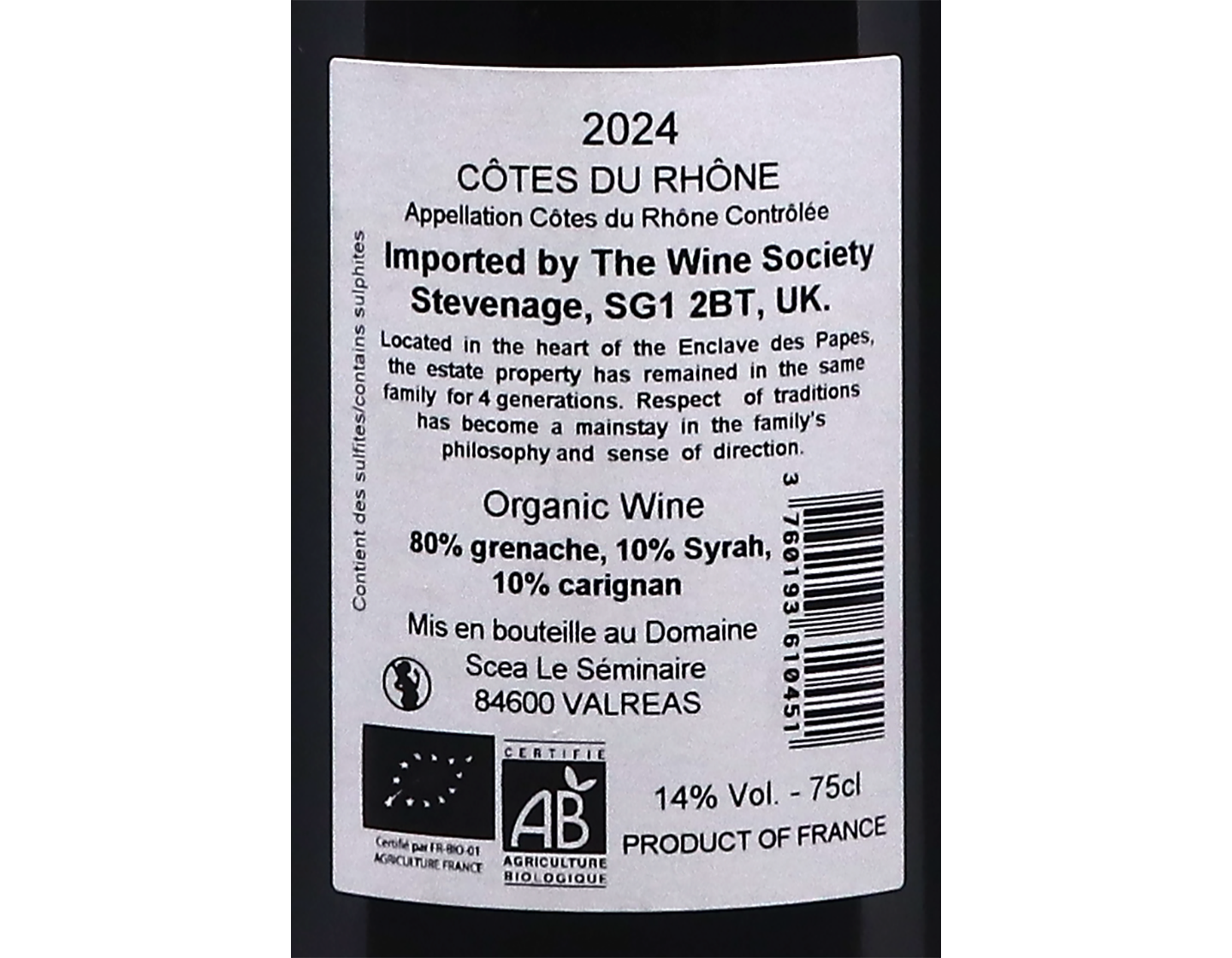 Cotes du Rhone Domaine du Seminaire 2024