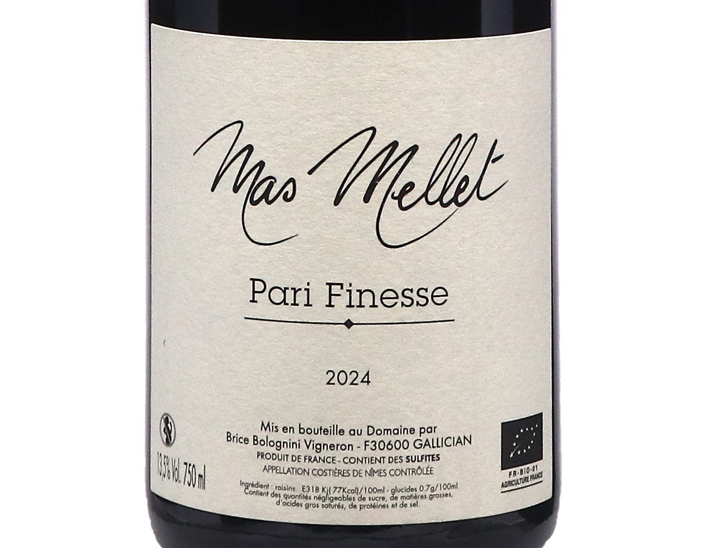 Pari Finesse Costieres de Nimes 2024 Mas Mellet ORGANIC