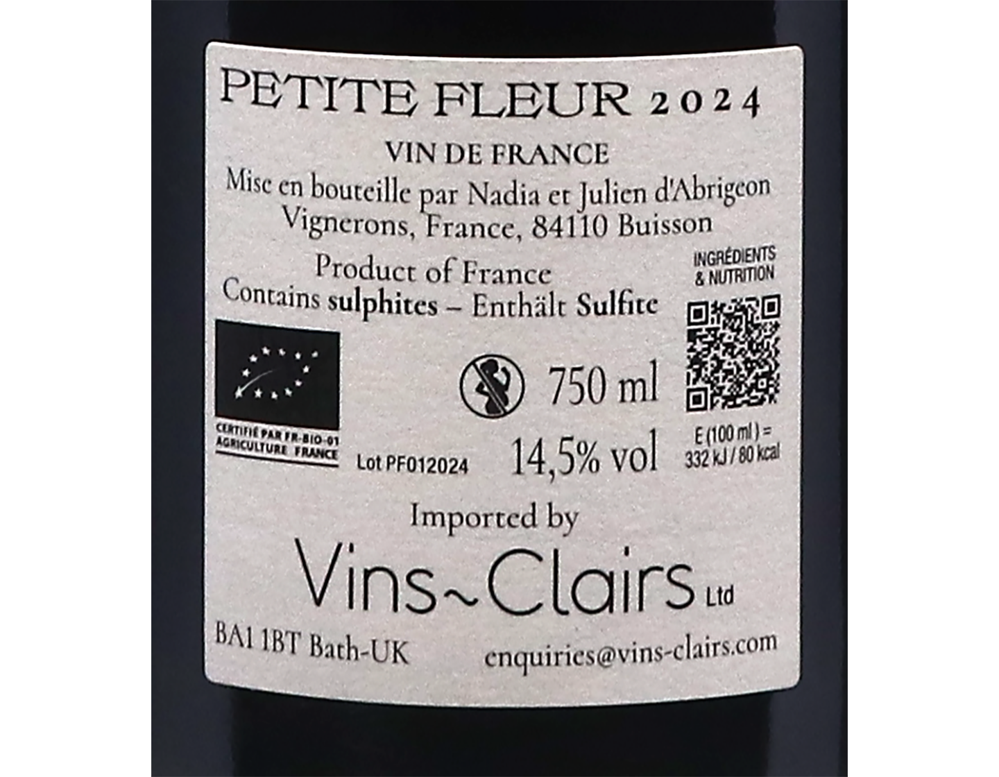 Petite Fleur Vin de France 2024,Domaine D'Abrigeon