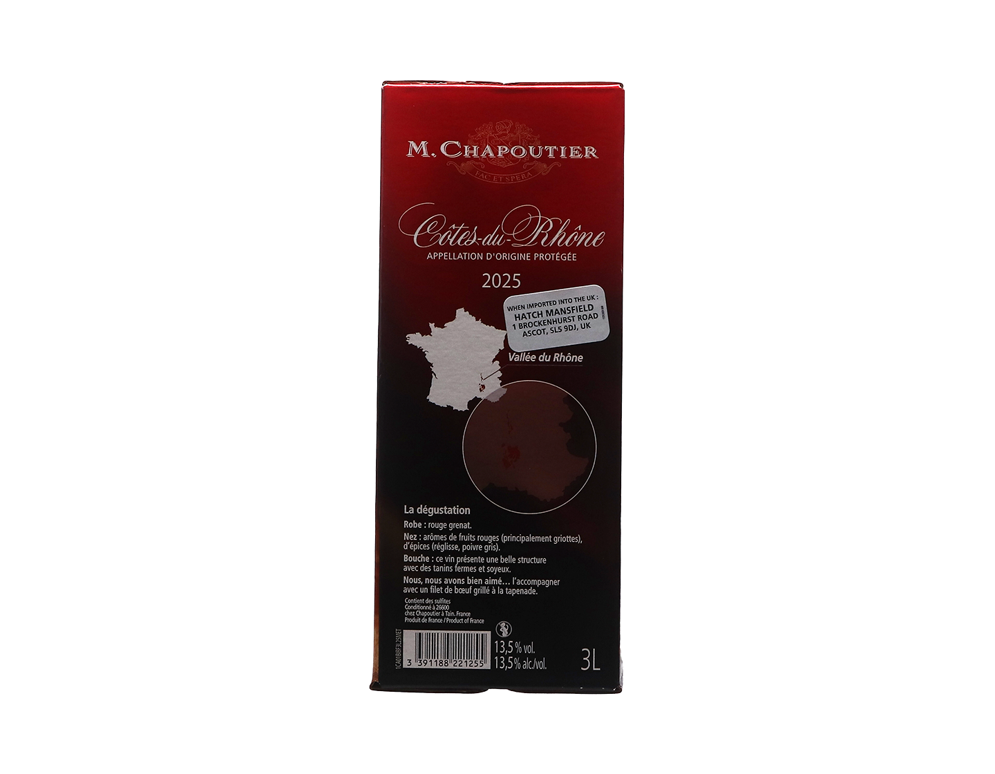 Cotes du Rhone 2025 Chapoutier Bag in Box 3L
