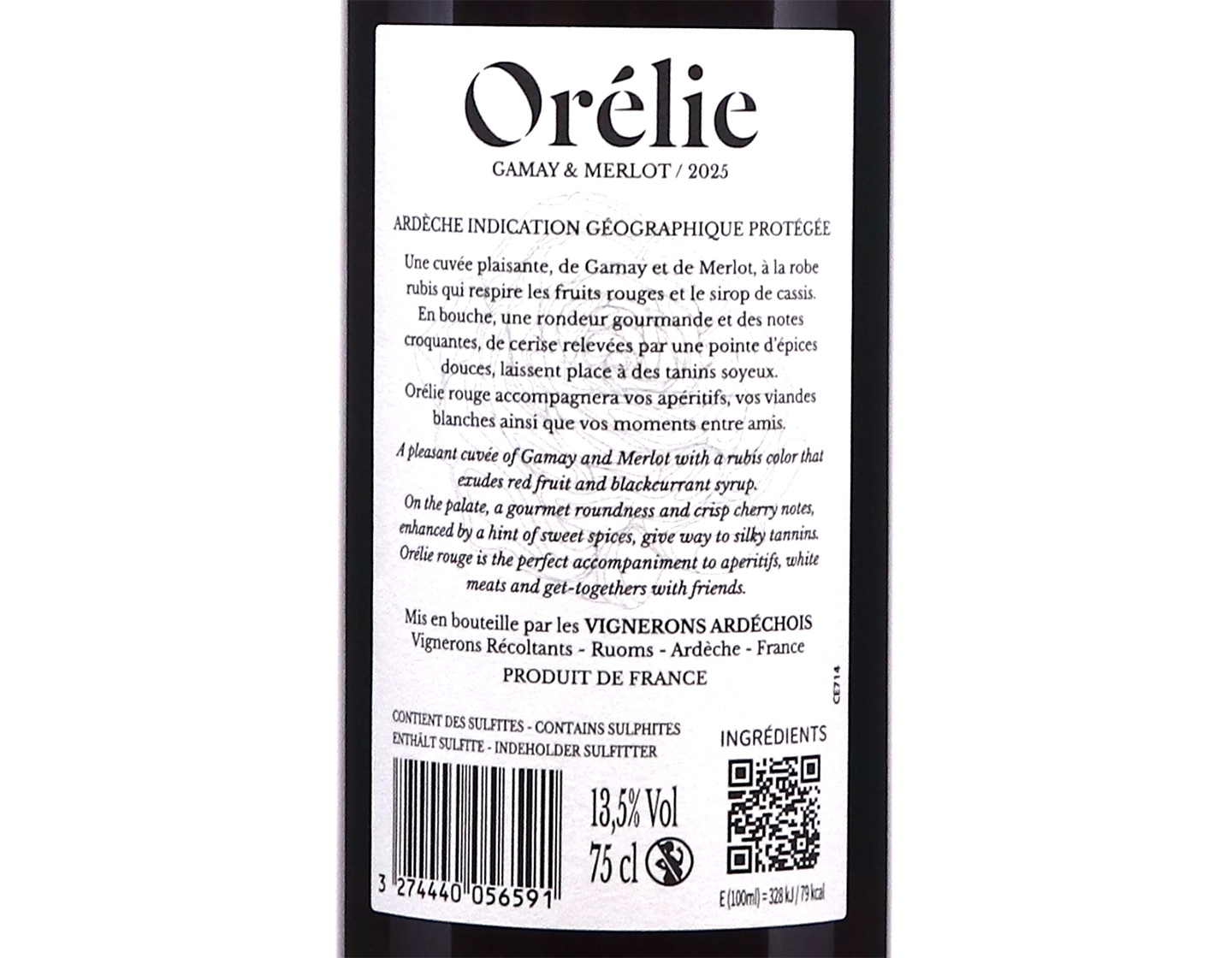 Orelie Rouge Vignerons Ardechois 2025