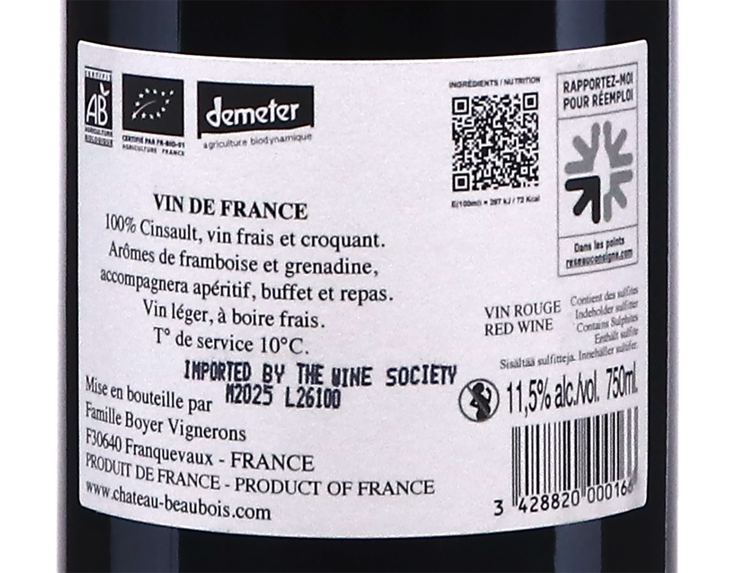 Un Amour de Cinsault 2025 Chateau Beaubois