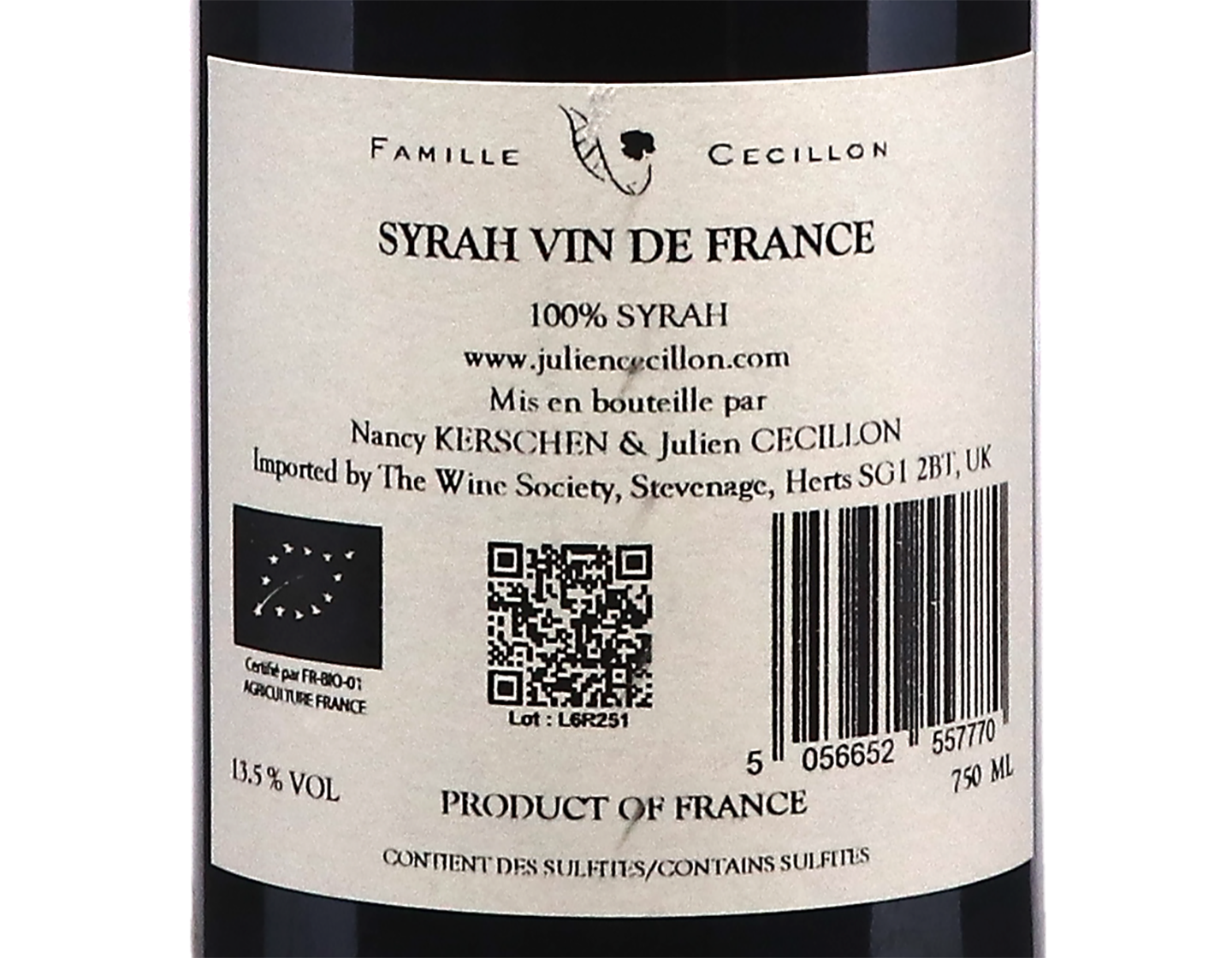 Syrah Les Graviers, Vin de France, Domaine Julien Cécillon 2025
