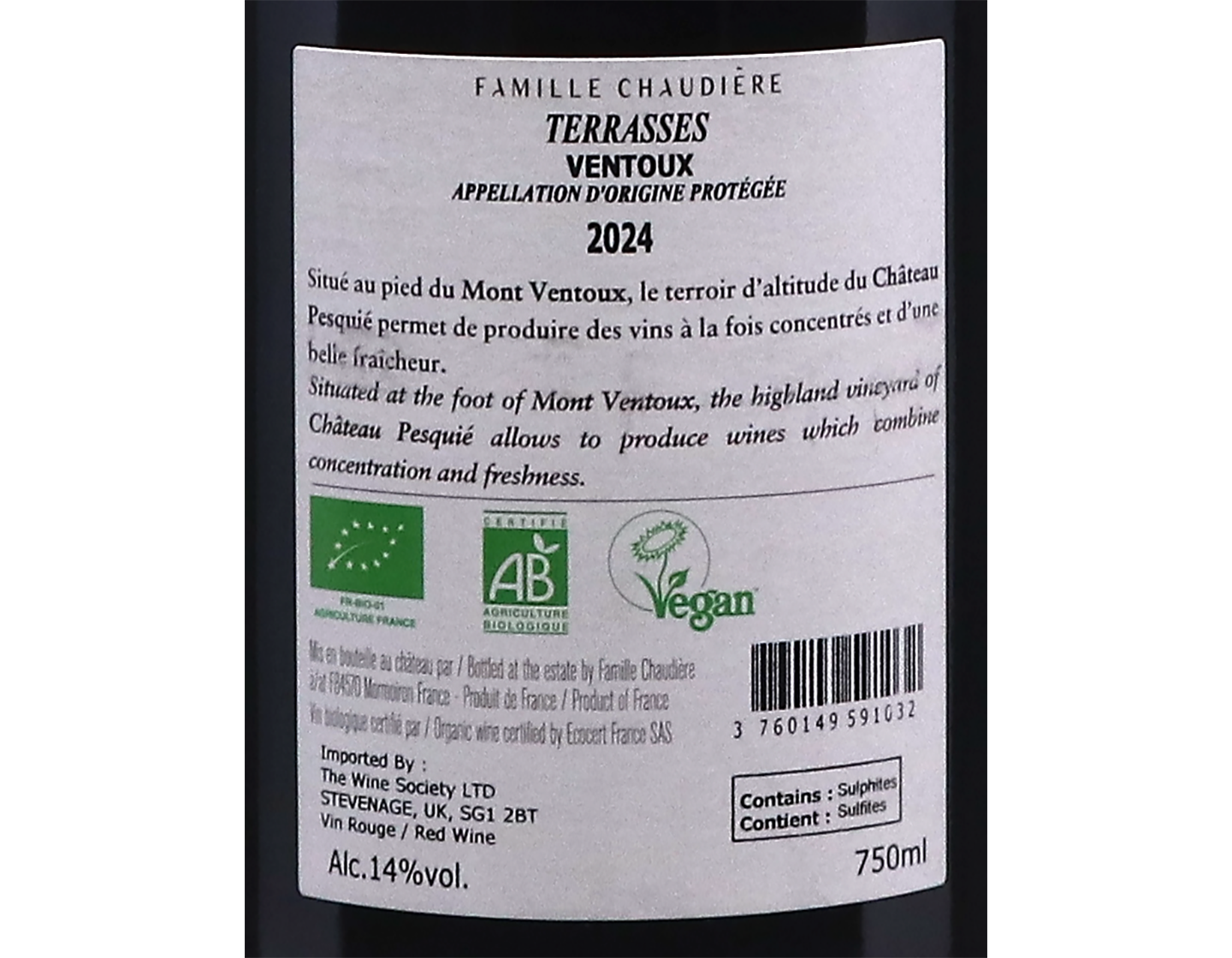 Ventoux Rouge Terrasses Chateau Pesquie 2024