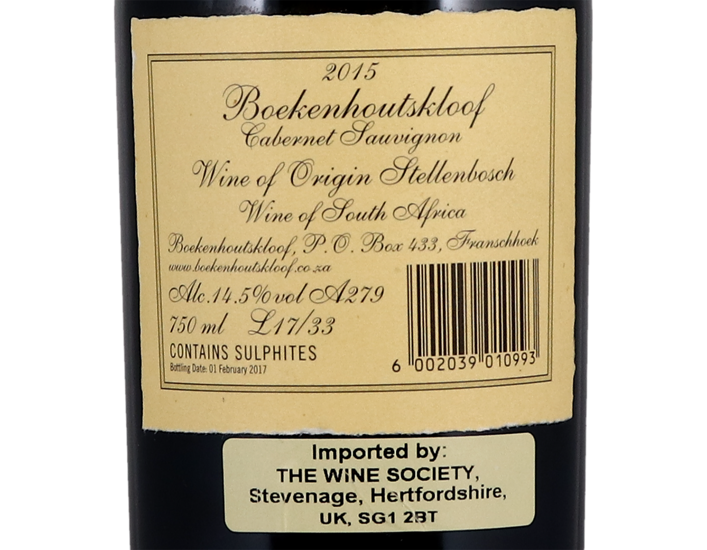 Boekenhoutskloof Cabernet Stellenbosch 2015