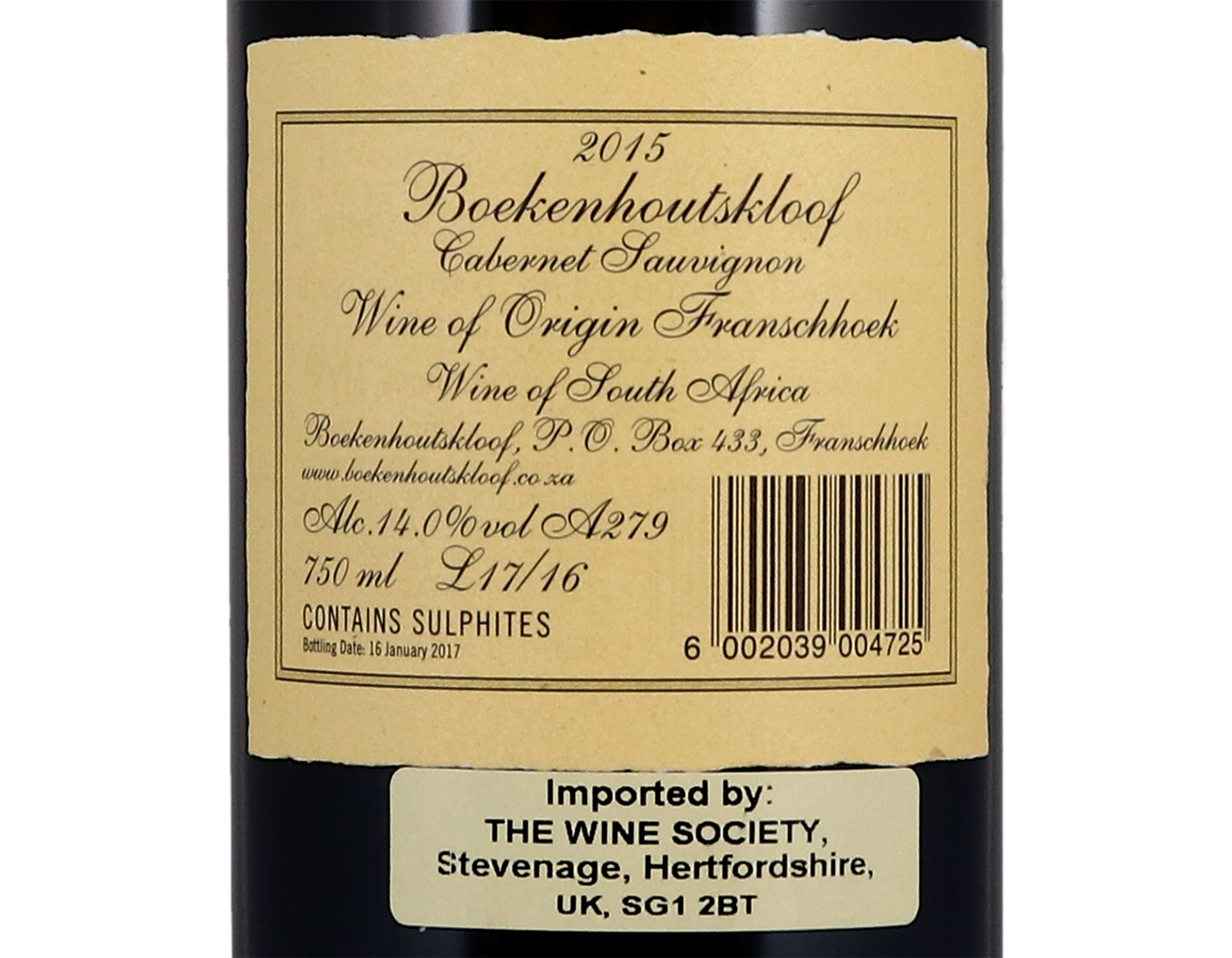 Boekenhoutskloof Cabernet Franschhoek 2015