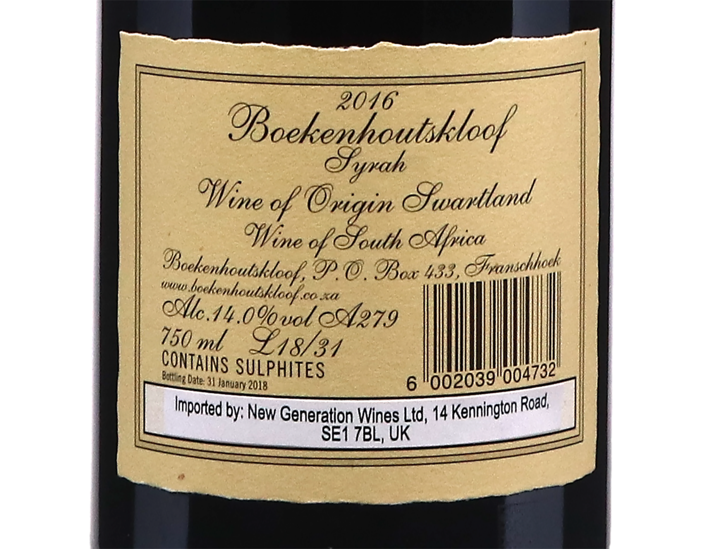 Boekenhoutskloof Syrah Swartland 2016