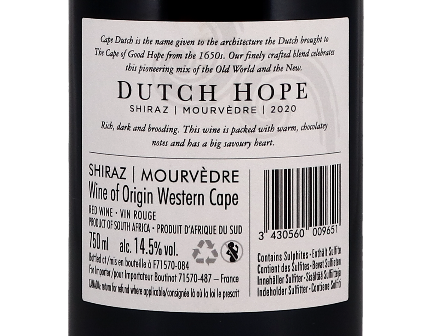 Dutch Hope Shiraz Mourvedre Swartland 2020