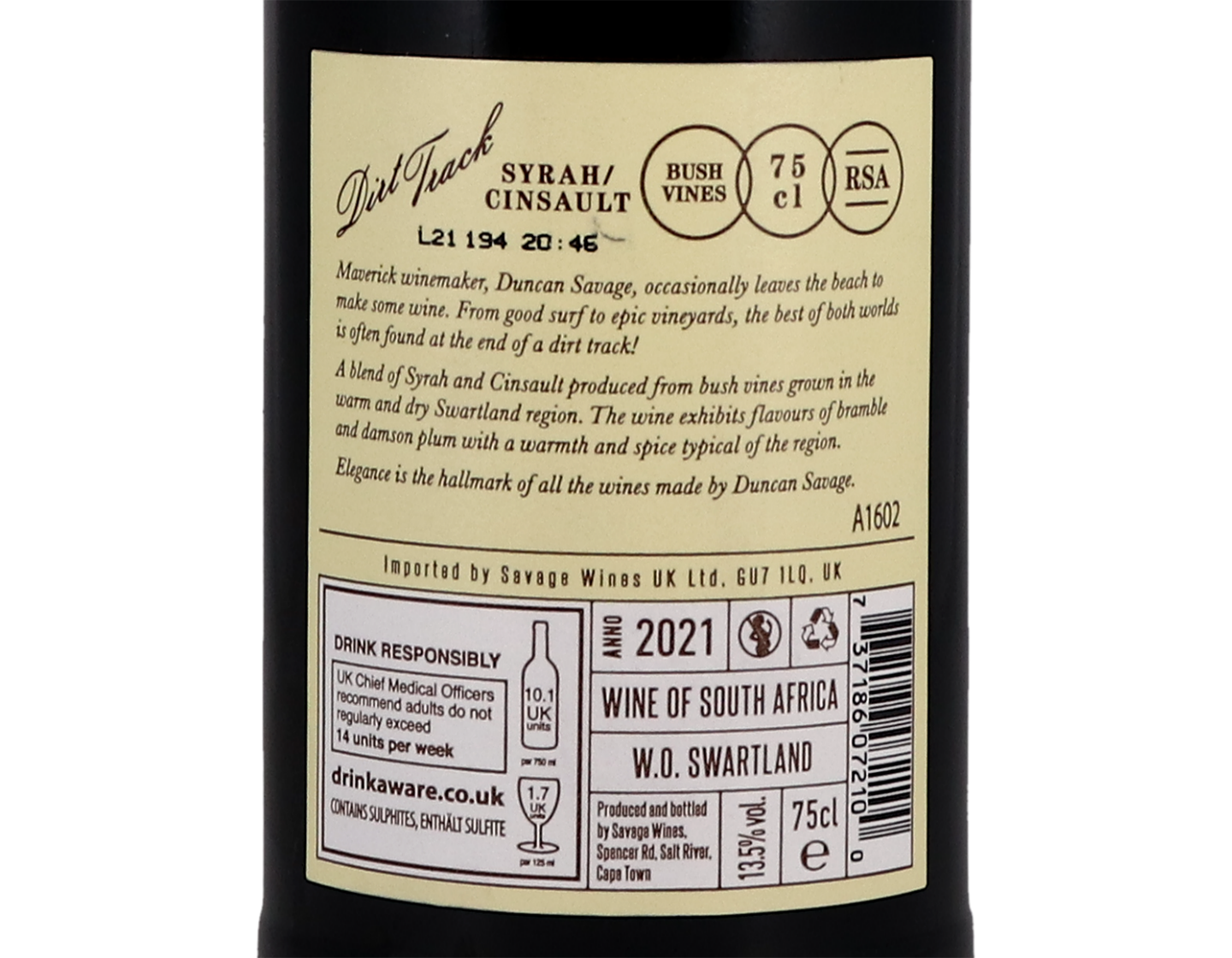 ‘Dirt Track' Syrah-Cinsault, Swartland 2021