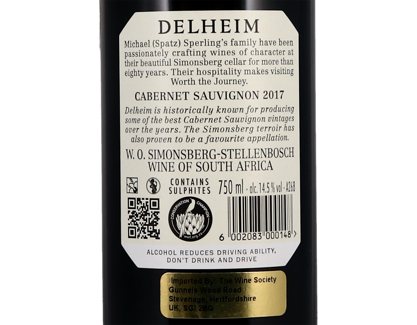 Delheim Cabernet Sauvignon, Simonsberg-Stellenbosch 2017