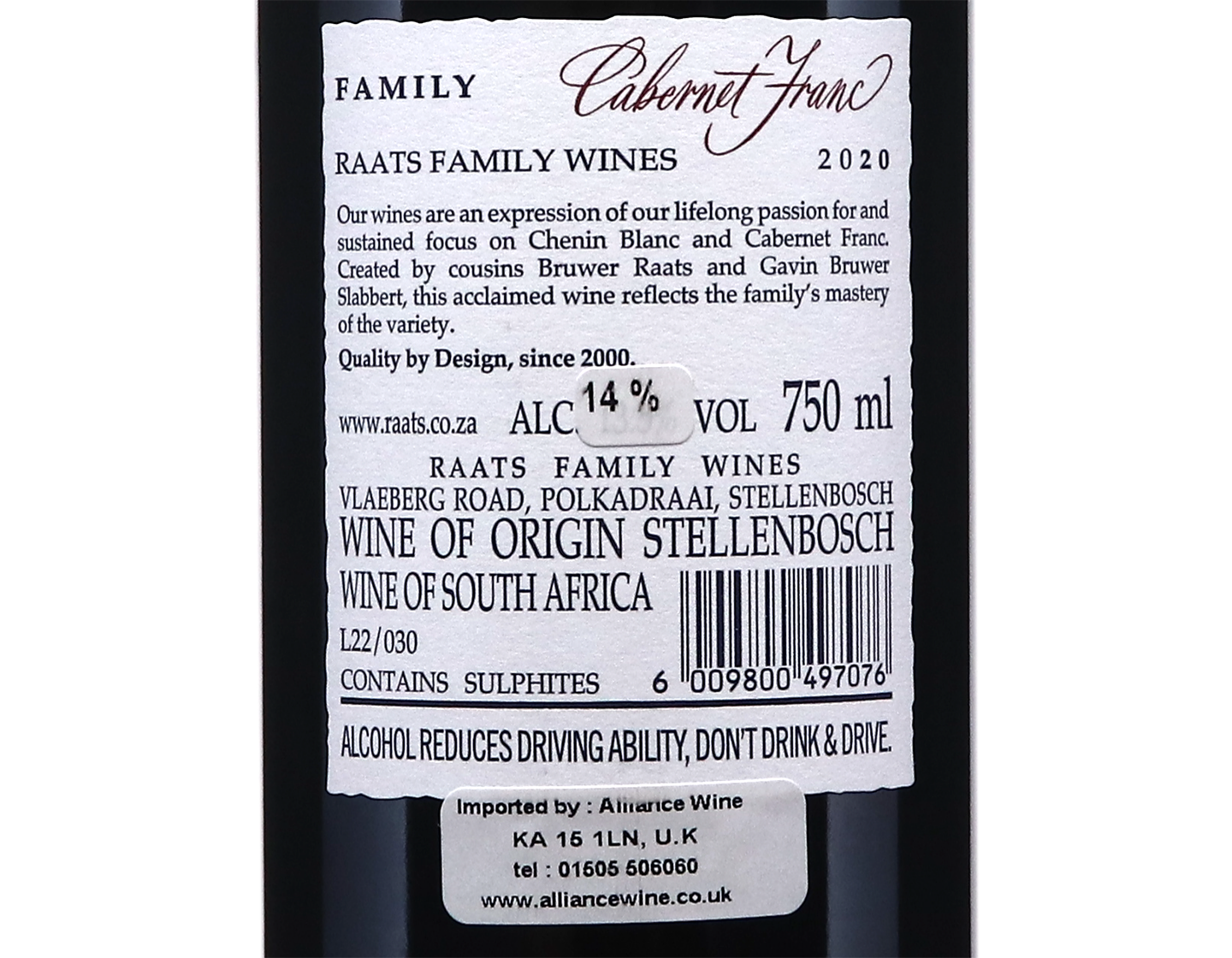 Raats Family Cabernet Franc Stellenbosch 2020