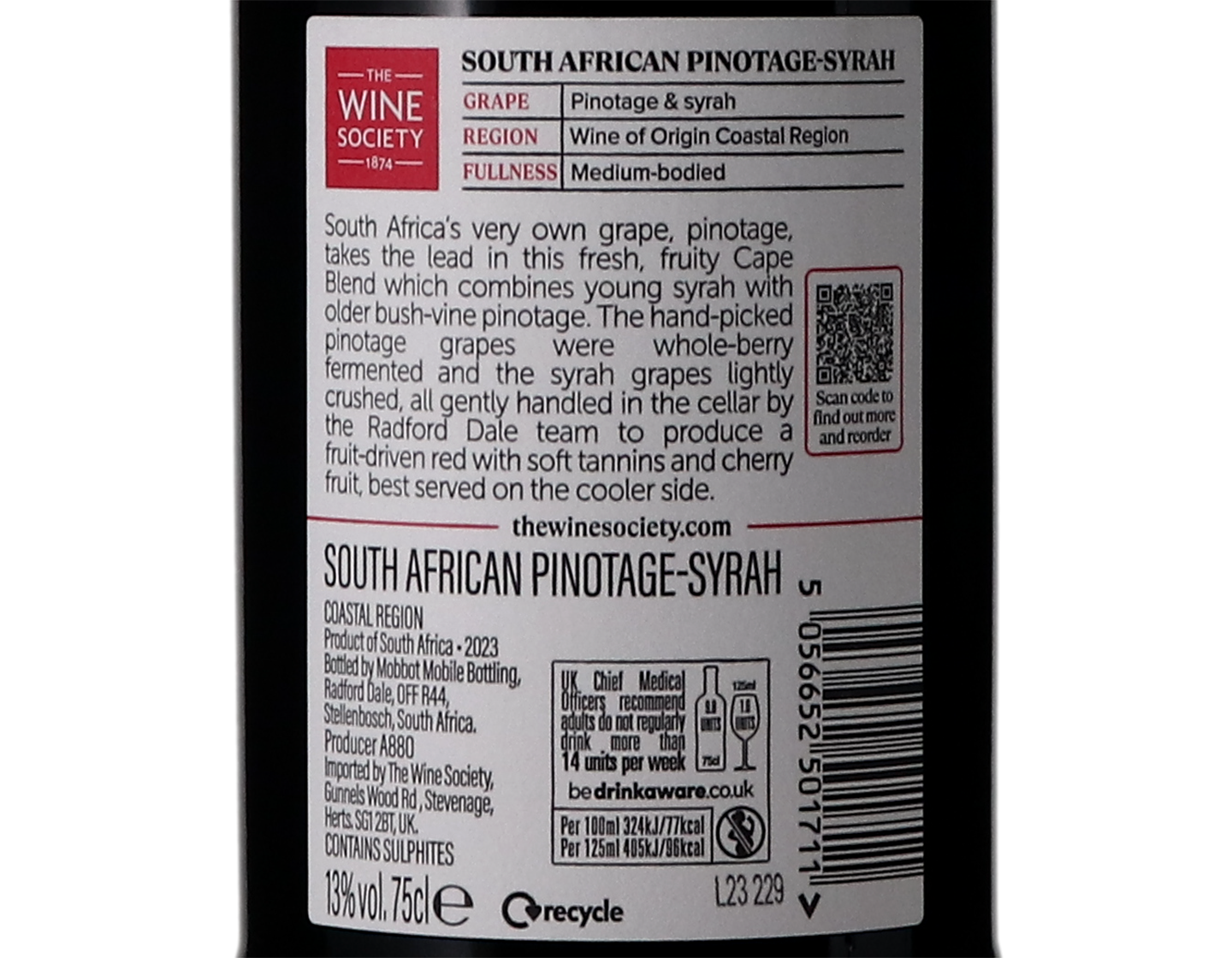 The Societys South African Pinotage Syrah Coastal Region 2023