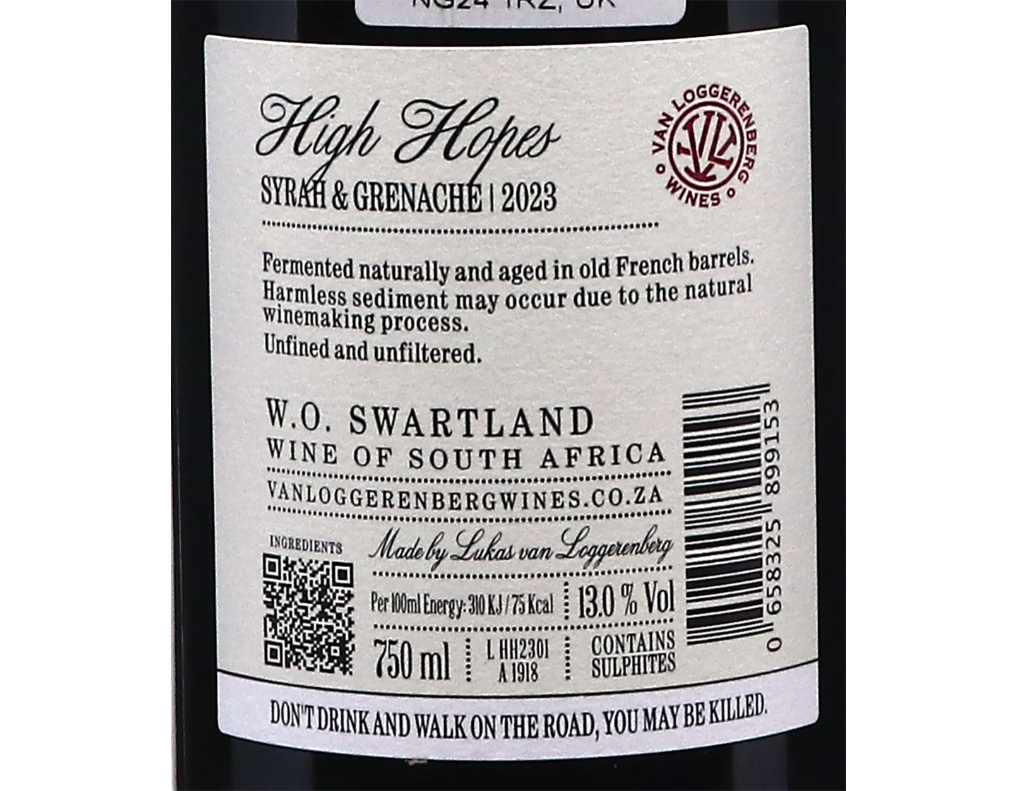 Van Loggerenberg High Hopes Syrah Swartland 2023