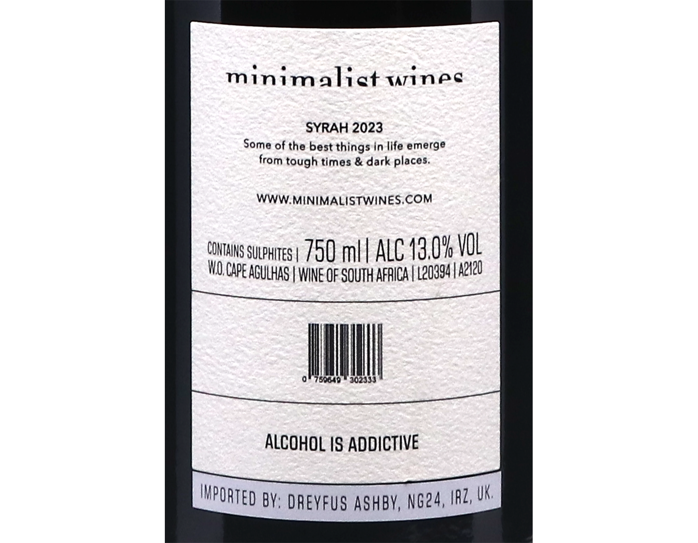 Minimalist ‘Stars in the Dark' Syrah, Cape Agulhas 2023