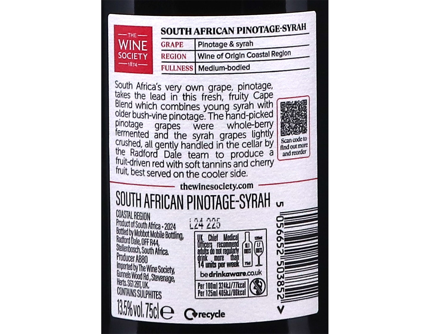 The Society's South African Pinotage Syrah Coastal Region 2024