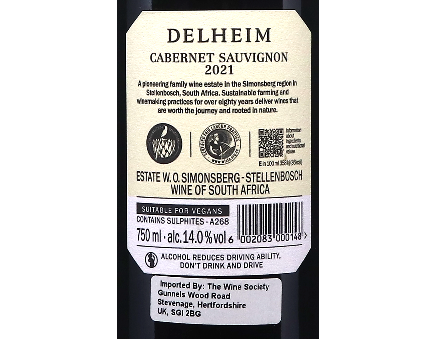 Delheim Cabernet Sauvignon Simonsberg Stellenbosch 2021