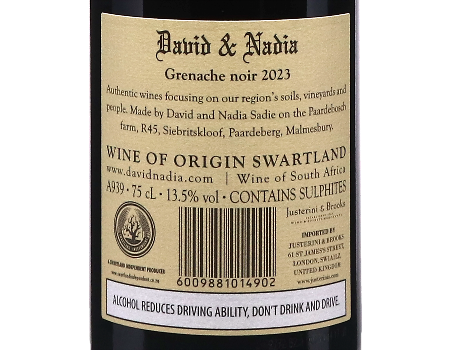 David and Nadia Grenache Swartland 2023