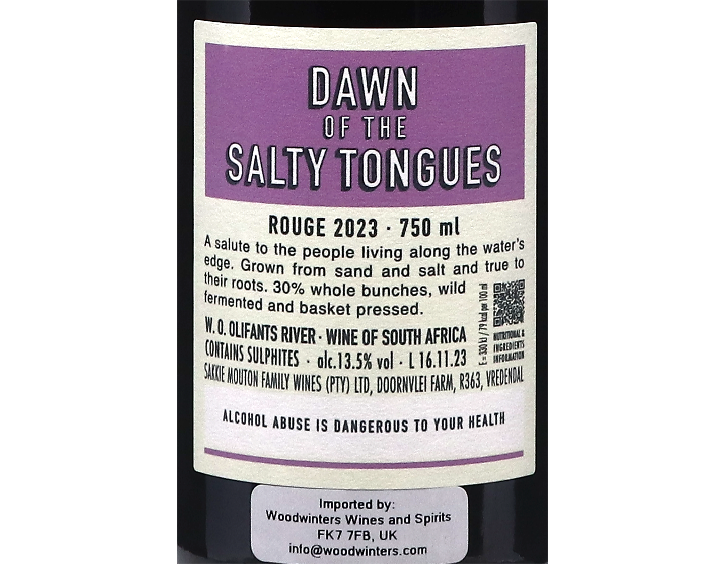 Sakkie Mouton Dawn of the Salty Tongues Syrah,Olifants River 2023
