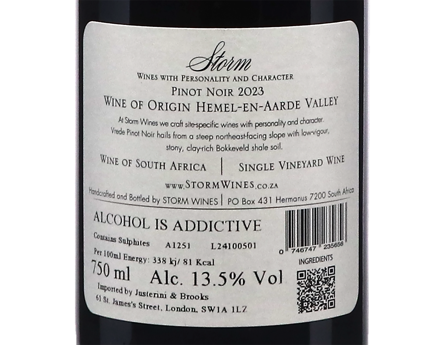 Storm 'Vrede' Pinot Noir, Hemel-en-Aarde Valley 2023
