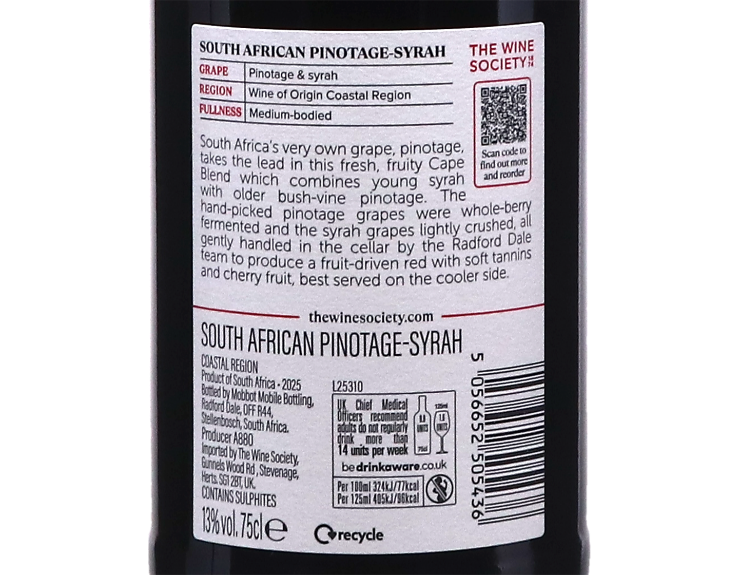 The Society's South African Pinotage Syrah Coastal Region 2025