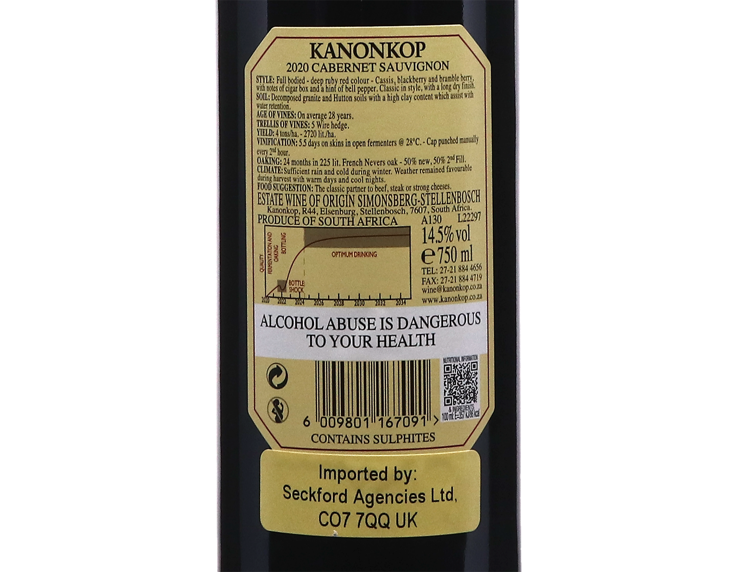 Kanonkop Estate Cabernet Sauvignon Simonsberg Stellenbosch 2020