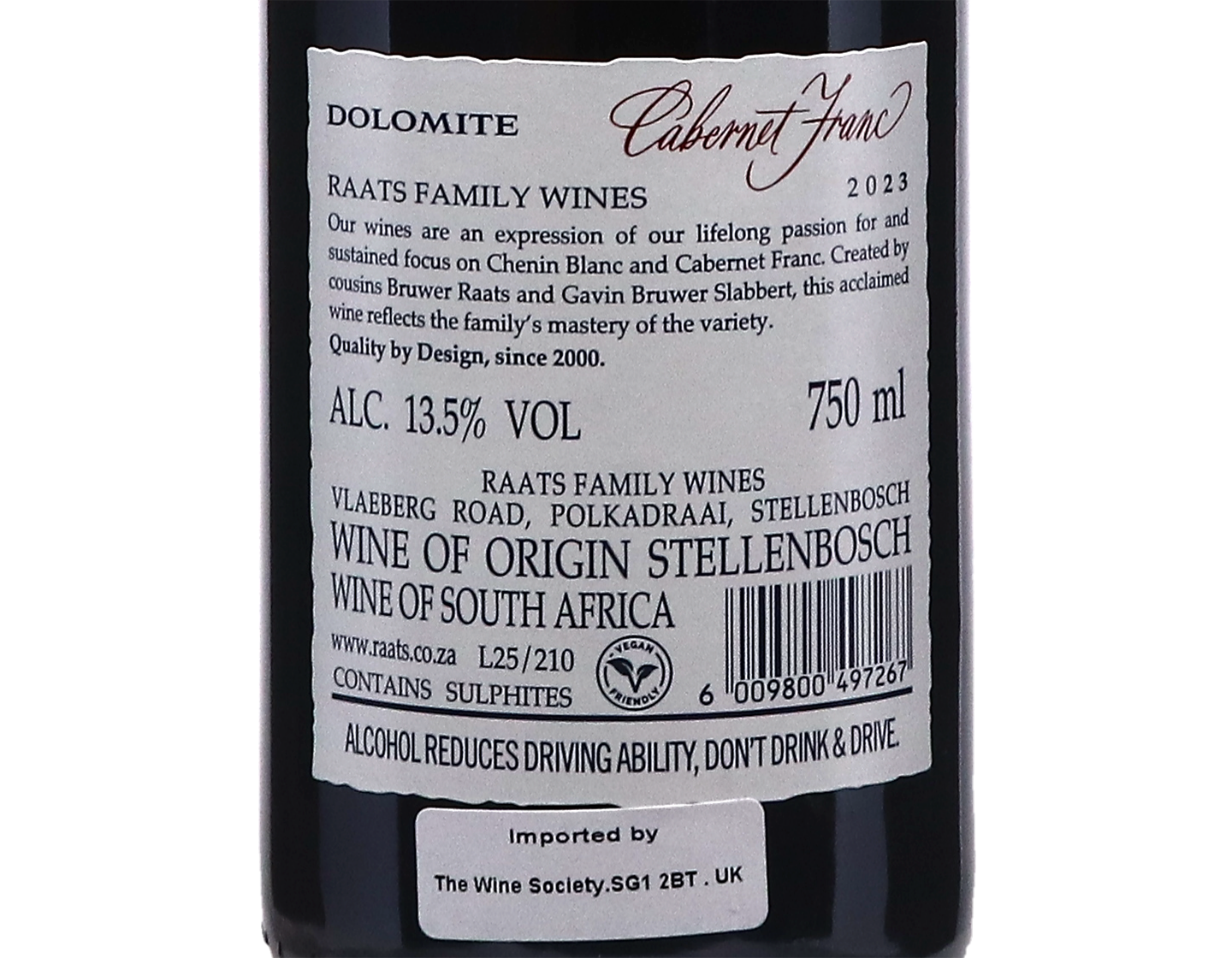 Raats Dolomite Cabernet Franc, Stellenbosch 2023