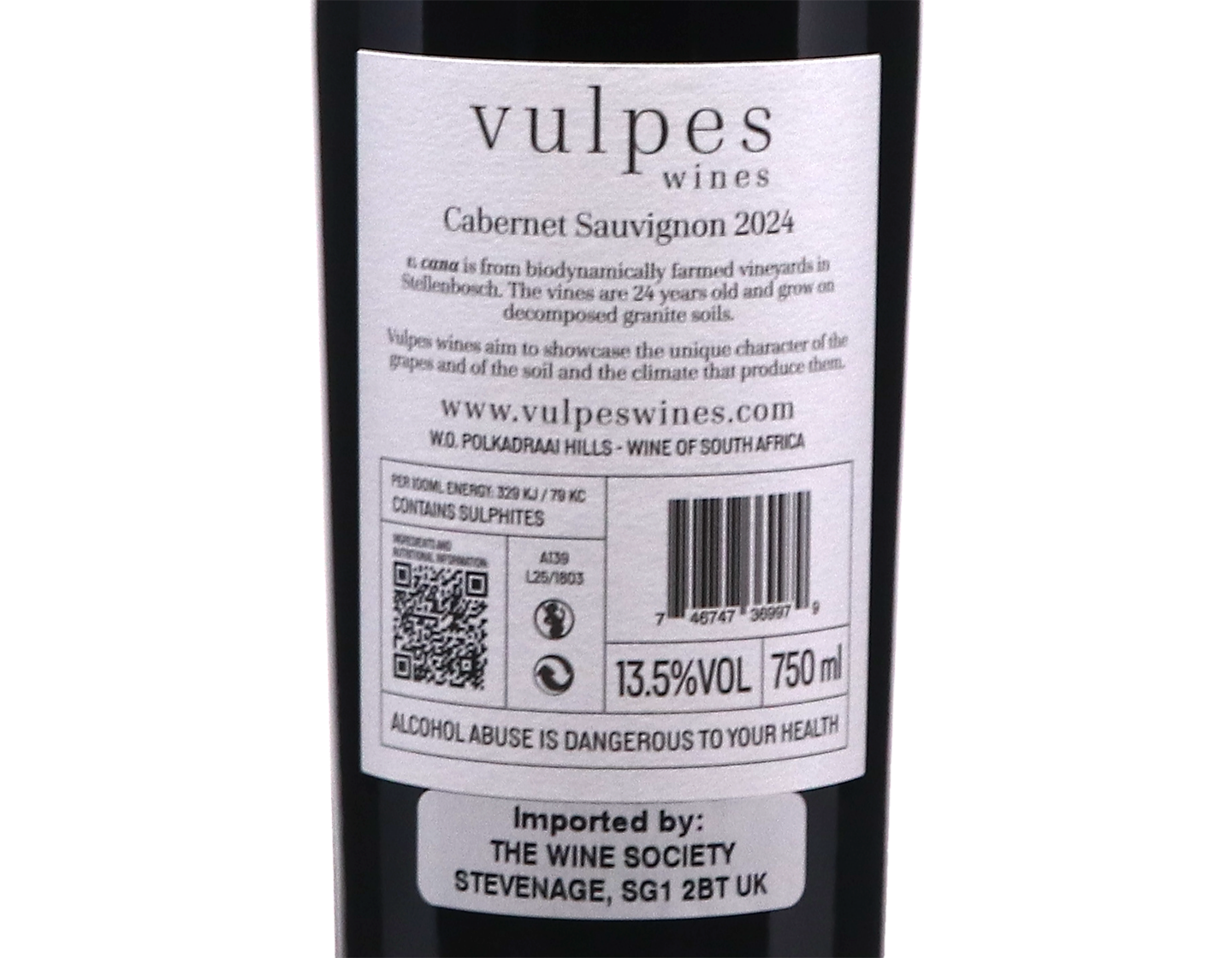 Vulpes Wines Cana Cabernet Sauvignon Polkadraai Hills 2024