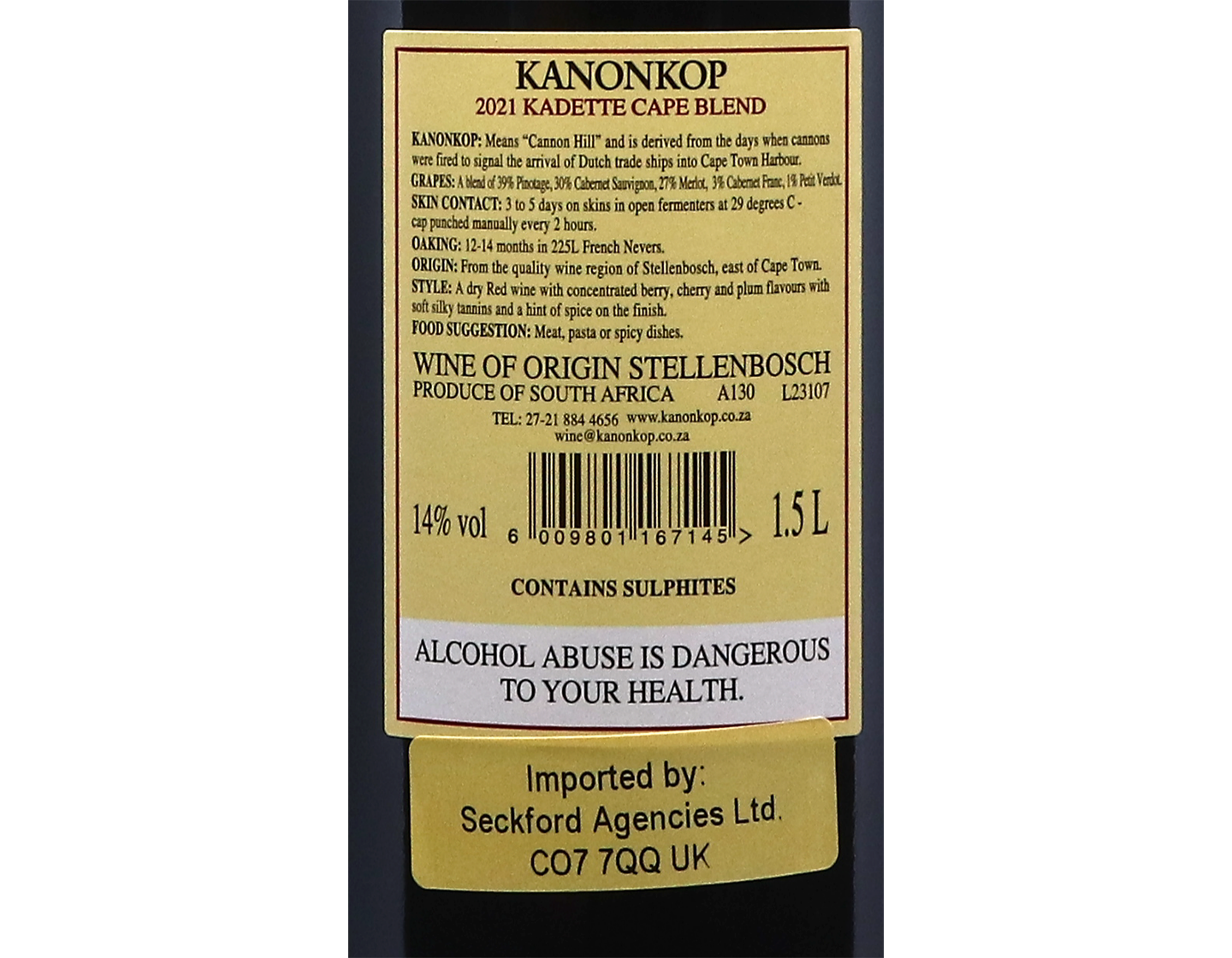 Magnum of Kanonkop Kadette Cape Blend Stellenbosch 2021